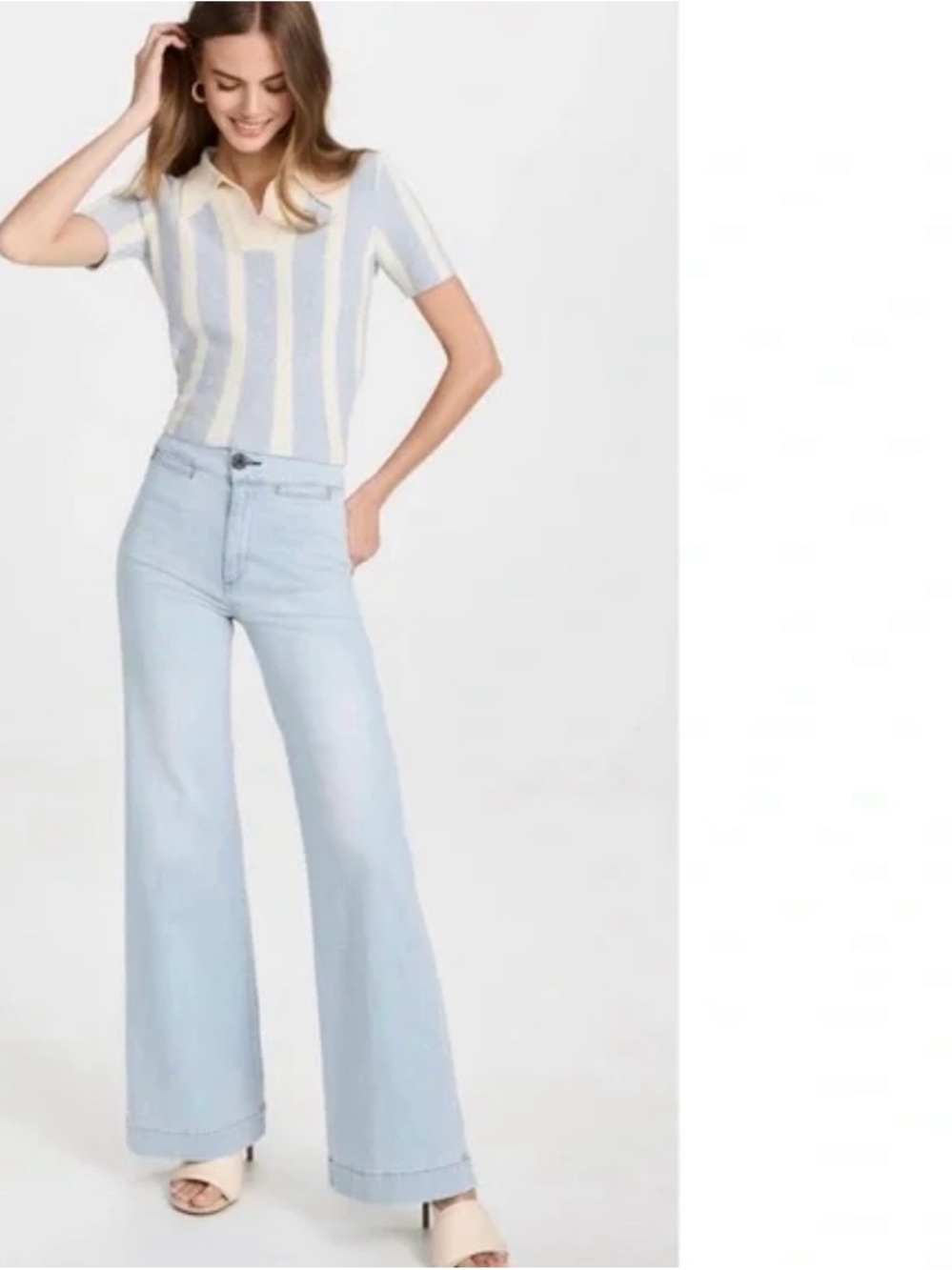 ASKK NY Light Blue High-Rise Wide-Leg Jeans